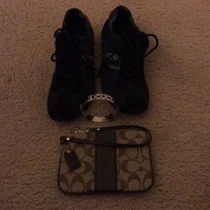 COACH set of 3 black bracelet shoe brown wristlet